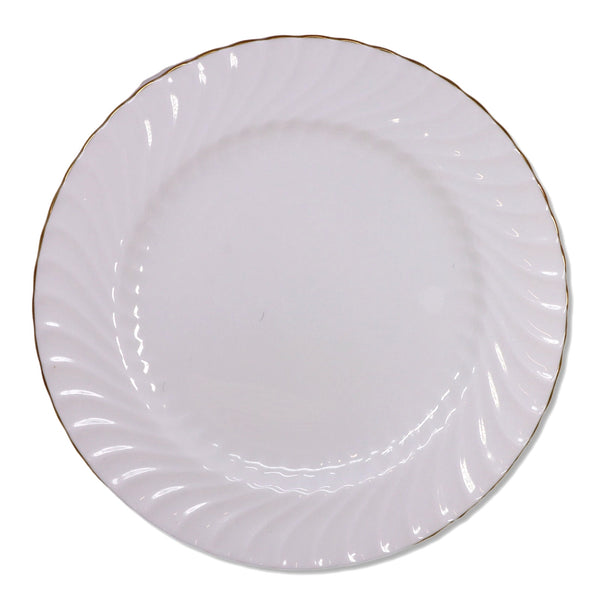 Aynsley Simplicity Luncheon Plate White Swirl Flutted Gold Rim England Vintage