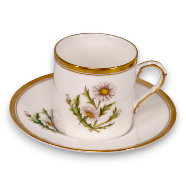 Royal Worcester Daisy Demitasse Cup & Saucer Bone China Vintage England 1950s