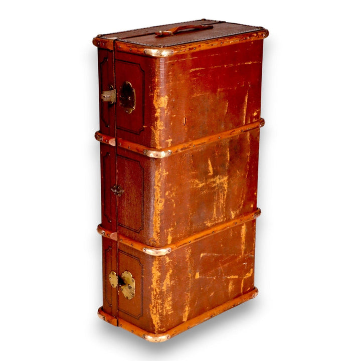 Bent Cane Steamer Trunk H Potter Style 40" Keys Decals Coffee Table Antique 1920 9030