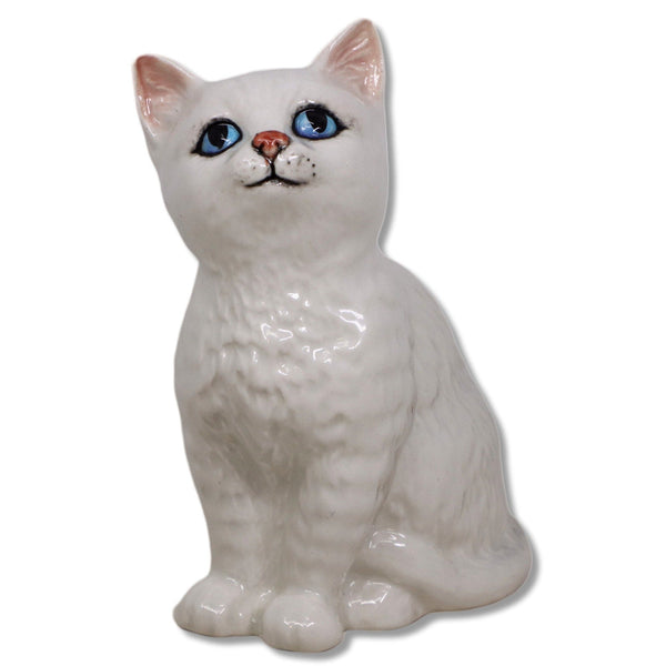Beswick White 4" Cat Model 1886 Blue Eyes Sitting Figurine England 1960's 1881.2