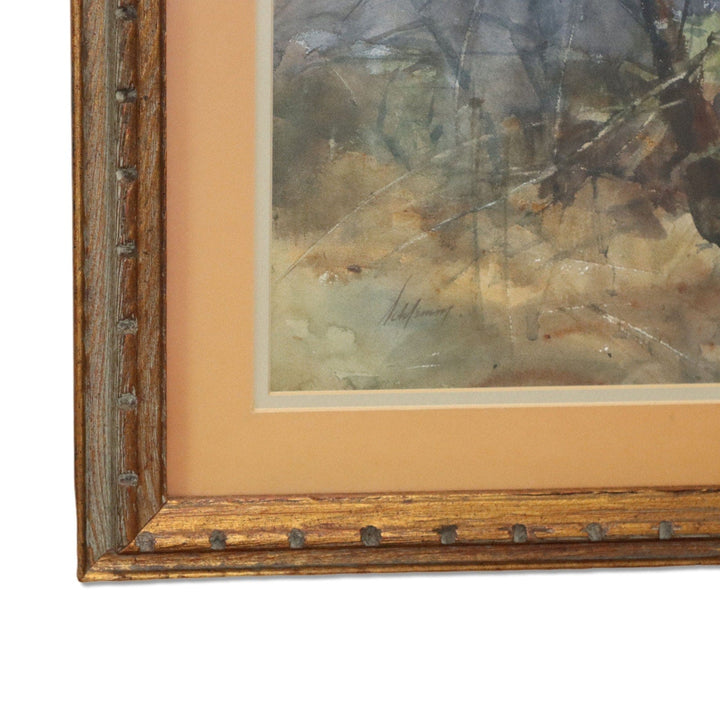 Betty Lou Schlemm "Sentinels" Large Original Watercolor 30x25 Framed 1969 5185