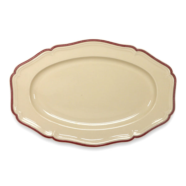 Rosenthal Red Maroon Leaf Laurel Edged Ivory Serving Platter 15" Chippendale