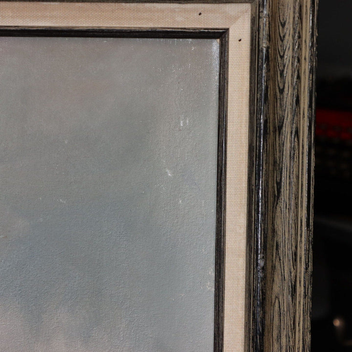 Boudoir Oil Painting on Canvas Lady in Silk Nightgown 29x53 Framed Vintage 1970 7836