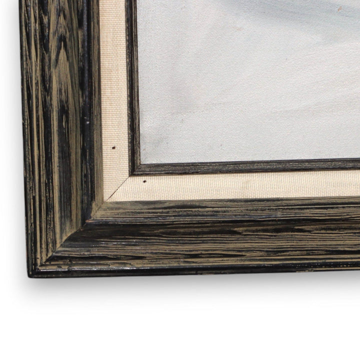 Boudoir Oil Painting on Canvas Lady in Silk Nightgown 29x53 Framed Vintage 1970 7836