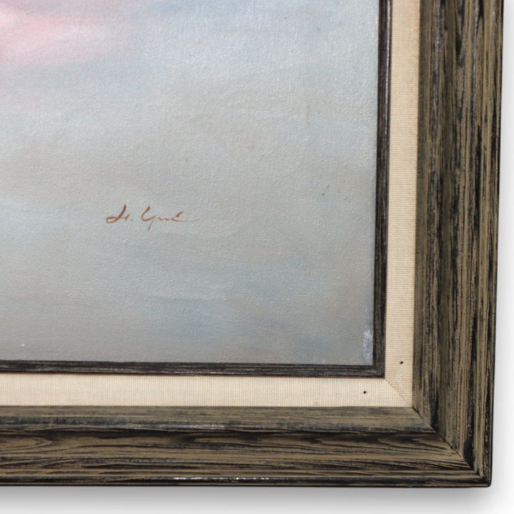 Boudoir Oil Painting on Canvas Lady in Silk Nightgown 29x53 Framed Vintage 1970 7836