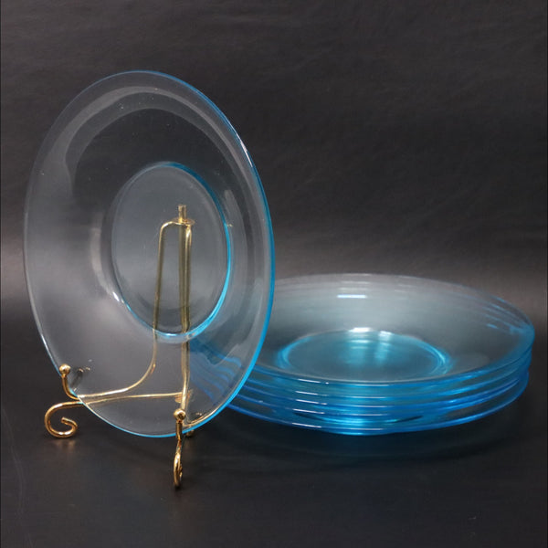 Crystal Azure Blue Bread Snack Plate 6" OD Vintage Glass