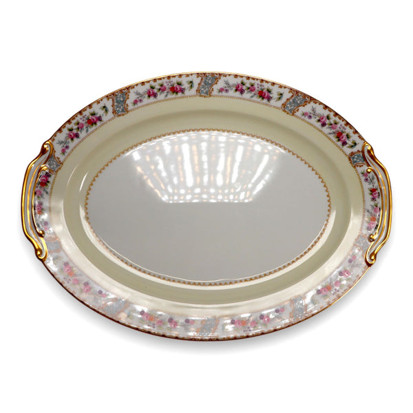 Noritake M Rosemary 5007 Floral Gold Trim 16" Platter Vintage 1950's