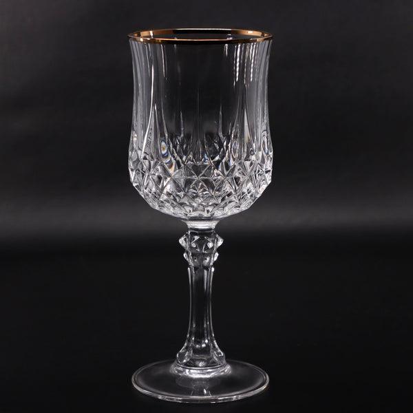 Cristal D'Arques Durand Longchamp Gold Crystal 7 1/4" Water Goblet Glass France