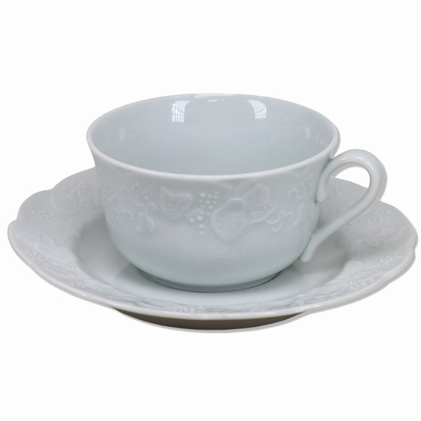 Dansk Ivy White Tea Cup Saucer Set Ivy Relief France Vintage