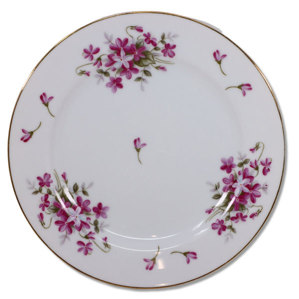 Sheffield Sweet Violets Floral 8" Salad Plates 664346 Gold Trim Japan Vintage