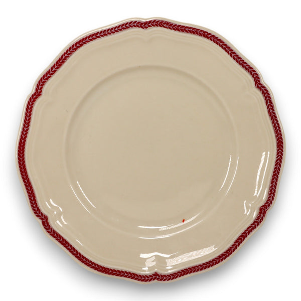 Rosenthal Red Maroon Leaf Laurel Trimmed Ivory Bread Plate 6 7/8" Chippendale