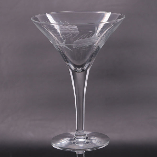 Javit Crystal Fine Wheat Etched 6" Martini Champagne Tall Sherbet Glass Vintage