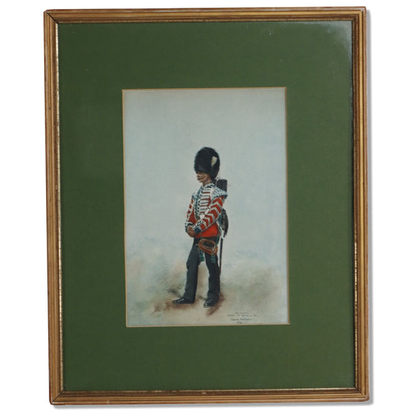 Edouard Detaille 1897  British Bugler Guard Etching 16x13 Framed Antique