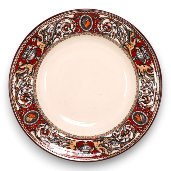 Minton Florentine Red Gryphon C495 Rimmed Soup Bowl 9 1/2" Antique 1862