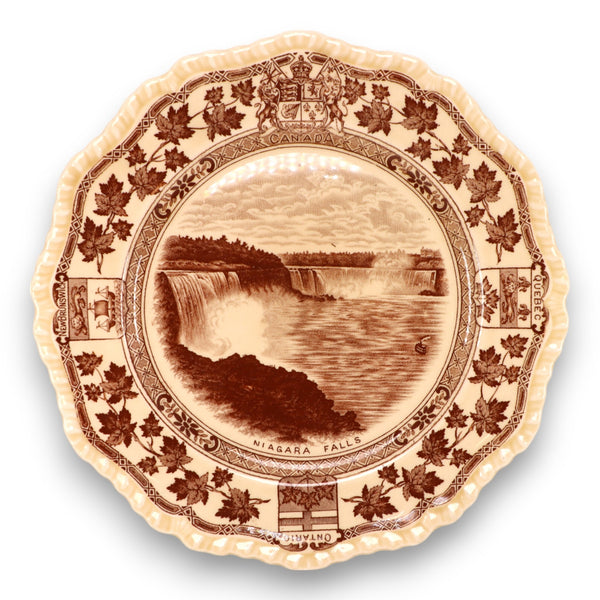 Mason's Niagara Falls Canada Souvenir English Ironstone Plate Brown Vintage 1940