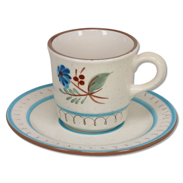 Stangl Blue Daisy Floral Tea Coffee Cup Saucer Set Vintage USA 1960's
