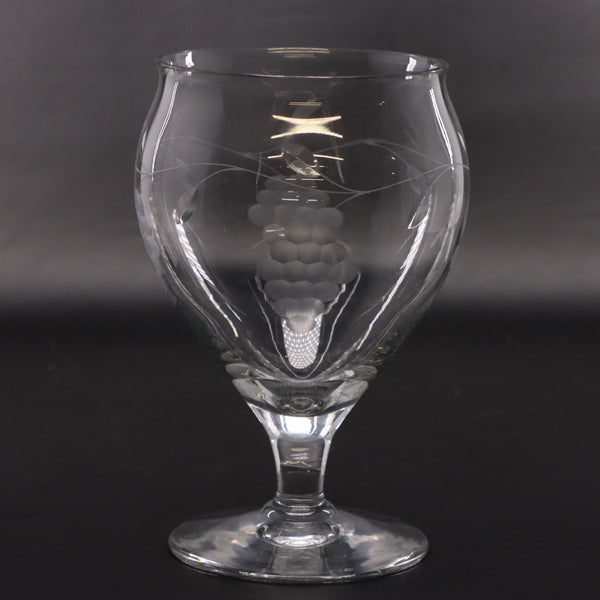 Etched Grape & Leaf Crystal Goblet – Vintage European Wine Glass 1970s