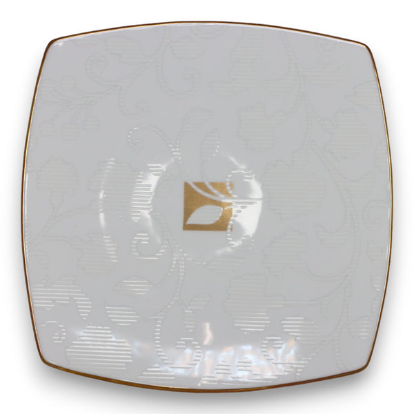 Richard Ginori Damasco Oro Gold Trim Square Dinner Plate 10 1/2" Italy