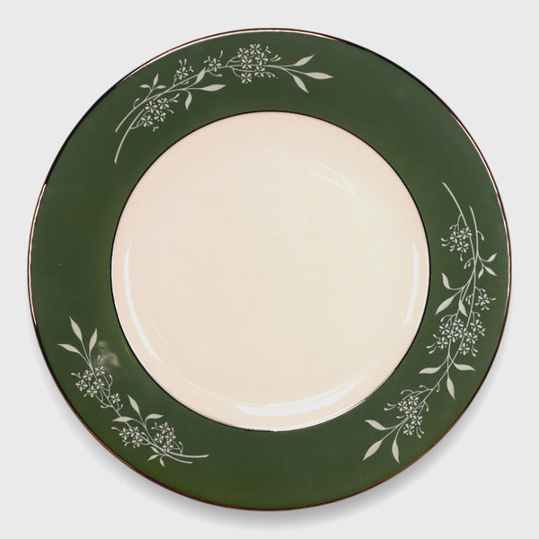 Syracuse Candlelight White Flowers on Green Rim 8" Salad Plate USA