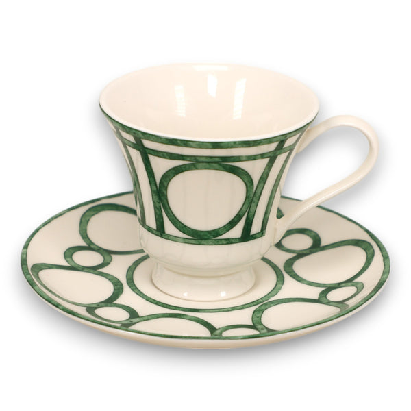 Pickard Elsie Charlotte Moss Tea Cup Saucer Set Green USA