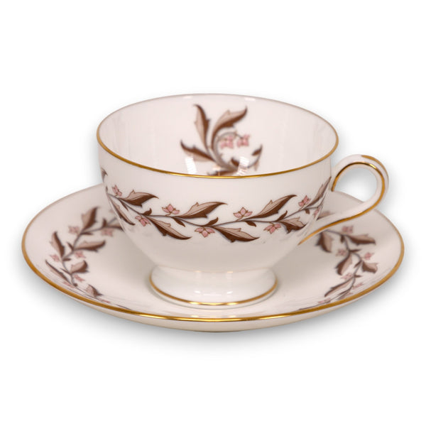 Minton Rosewood S640 Tea Cup Saucer Set Bone China England Vintage 1950's