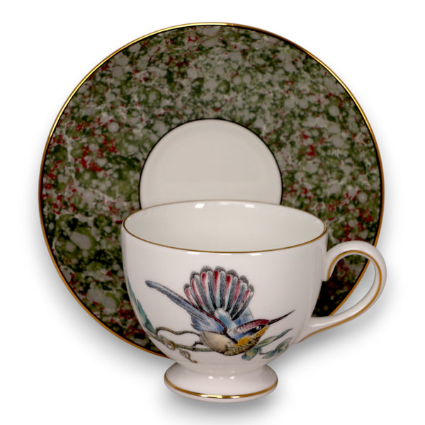 Wedgwood Humming Birds Bone China Footed Cup & Saucer Vintage England 1991