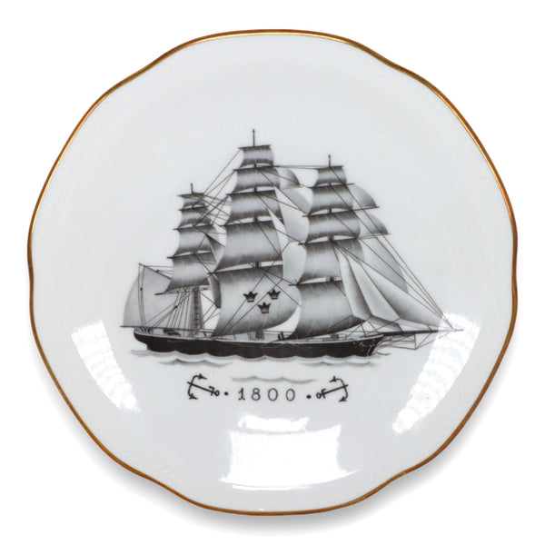 FL & Co Rorstrand Sverige Nautical Ship 8" Plate 1800 Kingholmsservisen Sweden