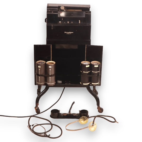 The Dictaphone Model 12 Dictating Machine Recorder Floor 4 Wax Cylinders 1920's