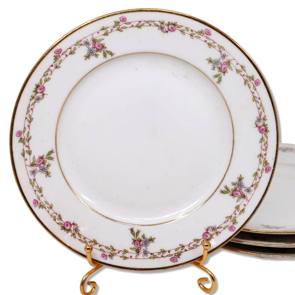B&Co L Bernardaud Limoges 6.5" Bread Butter Plate Pink Rose Gold Rim 1900