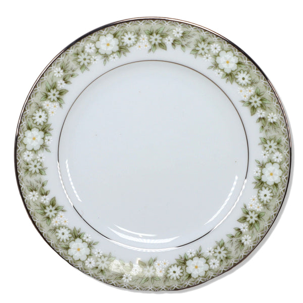 Noritake Princeton 6911 Bread Butter Plate 6 1/4" Green Platinum Japan Vintage