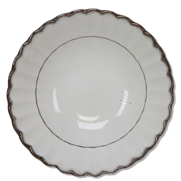 J & G Meakin Cheltenham Silver Coupe Cereal Bowl 6 1/2" Classic White 1960's