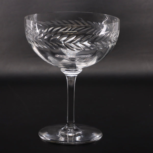 Laurel Cut Crystal Champagne Coupe Glass 6 1/2" Vintage