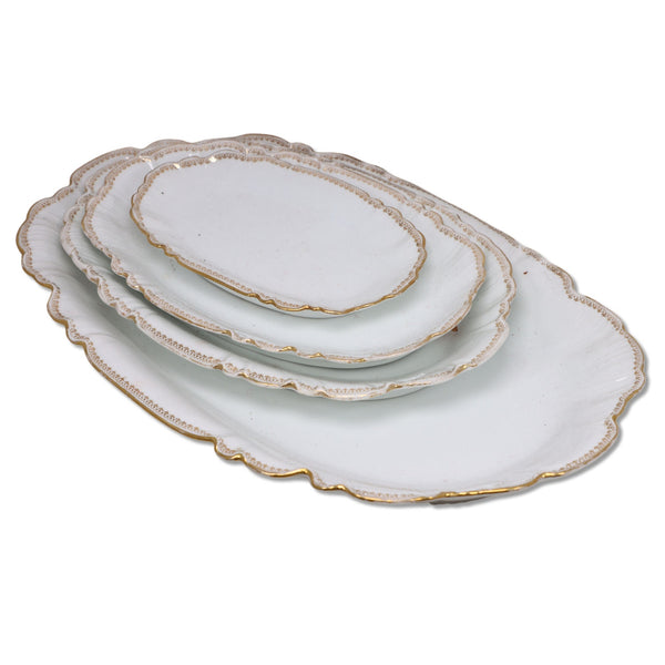 Charles Field Haviland CHF112 4pc Platters 18" 13" 12" 9" Gold Fleur De Lis Band