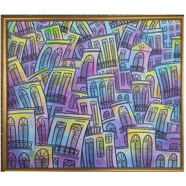 Havana Nights Oil on Canvas Original Cuban Art Painting 29x25 Framed 1999