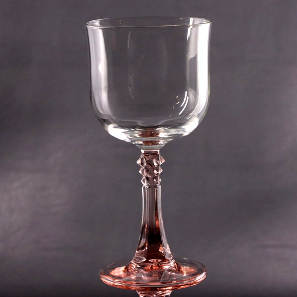 Cristal D'Arques-Durand CRA35 Wine Goblet 6 3/4" Pink Spiked Glass Stem