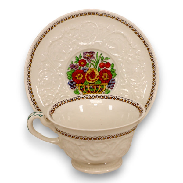 Wedgwood Windermere Multicolor Patrician Footed Tea Cup and Saucer Set