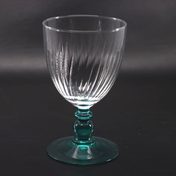 Cristal D'Arques-Durand Country Manor Turquoise Water Goblet 6" Vintage