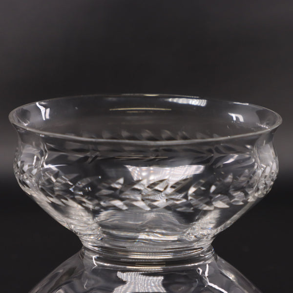 Bryce Laurel Etched Glass Fruit Dessert Bowl 4 3/4" Optic USA Vintage