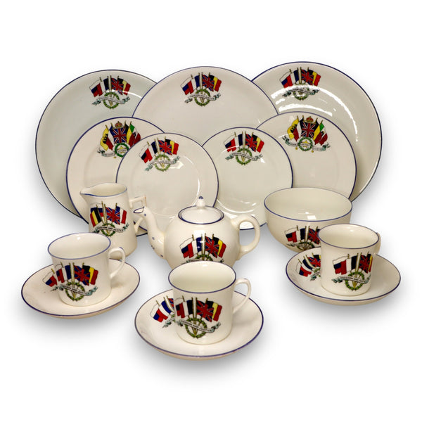 Royal Coleston 16pc Freedom and Justice WWI Allies Flags Tea Set England 1914