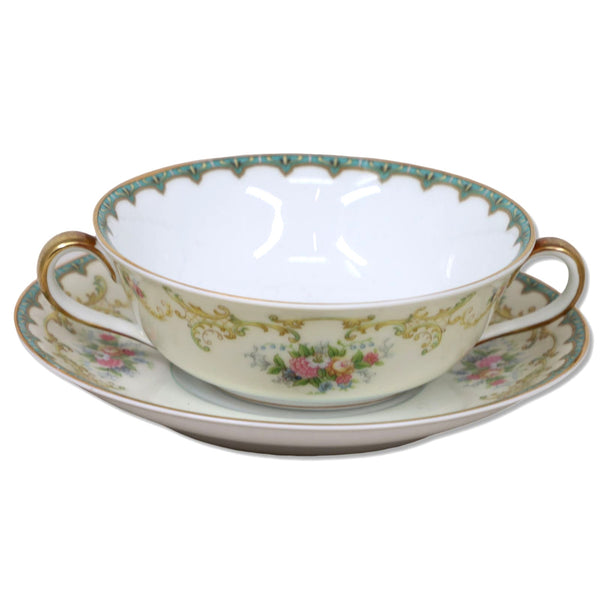 Noritake M Mark Melot Cream Bullion Bowl Liner Set Japanese China Vintage 1930's