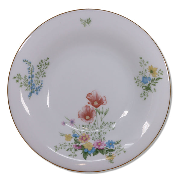 Liling Blooming Round Coupe Soup Bowl 8 1/4" Floral Gold Trim Japan Vintage