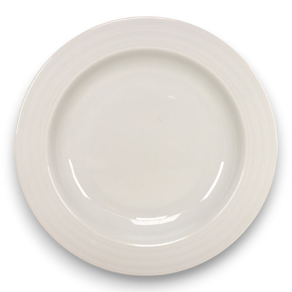 Crate & Barrel Roulette White Rimmed Soup Bowl 9 1/8" Ribbed Spal Porcelain