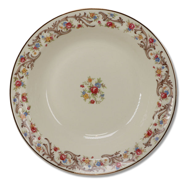 Taylor Smith Taylor 1631 Rimmed Soup Bowl 7 7/8" Cream Scrolls Gold Vintage 1945