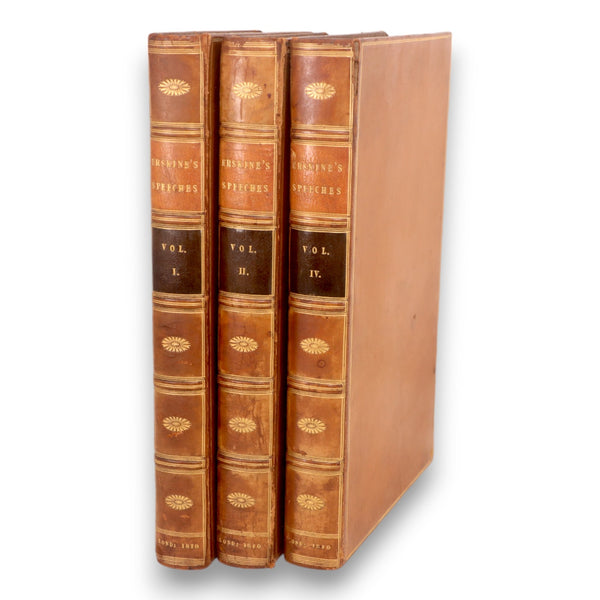 Thomas Erskine's Speeches 1810 1st Ed 3 Vol I II IV James Ridgeway Calfskin HC