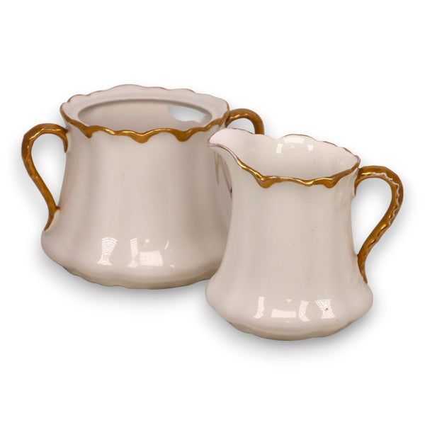 Johnson Bros Chantilly Gold Creamer Sugar Bowl Set Gold Trim England Vintage