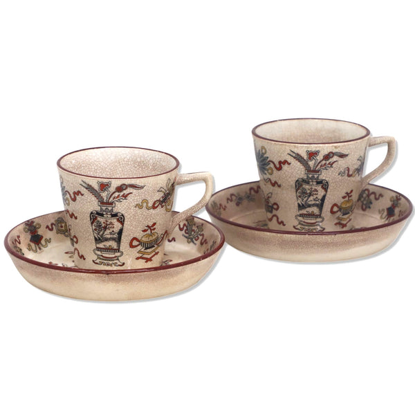 Mintons 2pc Woodseat C2110 Demitasse Cup Saucer Ironstone Polychrome 1840's