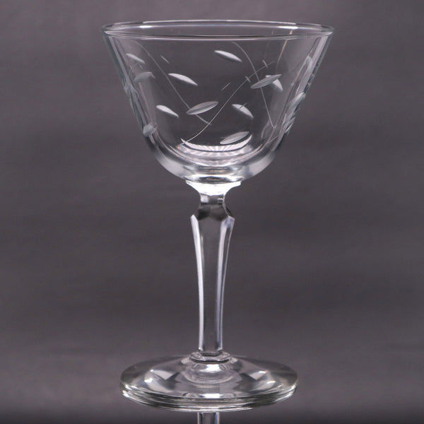 Libbey Glass Windswept Etched 6" Champagne Tall Sherbet Vintage USA 1960's