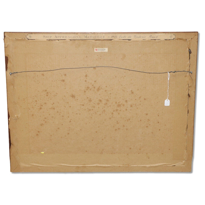 Frederic Roux Ship Approaching Marseilles Birds Eye Frame Antique Lithograph 6120