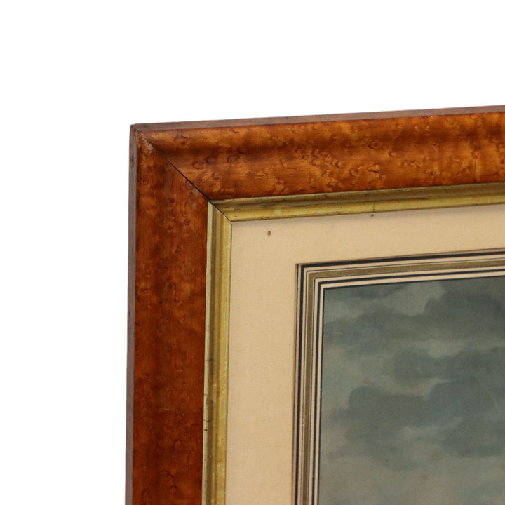 Frederic Roux Ship Approaching Marseilles Birds Eye Frame Antique Lithograph 6120