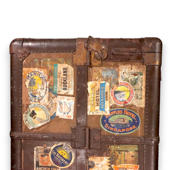 Hartmann Cushion Top Gibraltarized Steamer Trunk Keys Decals Antique 1927 7963